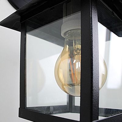 Kit 2 Arandela Colonial Nina Quadrada Vidro Liso E27 Bivolt Preto