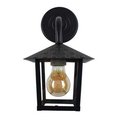 Kit 2 Arandela Colonial Nina Quadrada Vidro Liso E27 Bivolt Preto