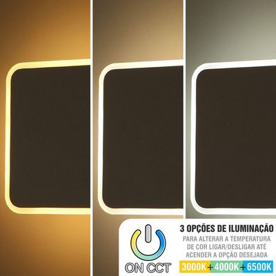 Arandela Moderno Led Taschibra Optic Square 3 Em 1 Bivolt Branco