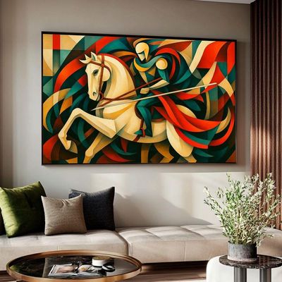 Quadro Decorativo São Jorge Em Abstrato