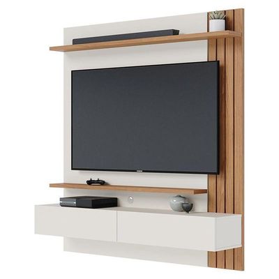 Home Suspenso Juriti Ripado Off White Matte/freijó Para Até 65” - Colibri Off White Matte/freijó