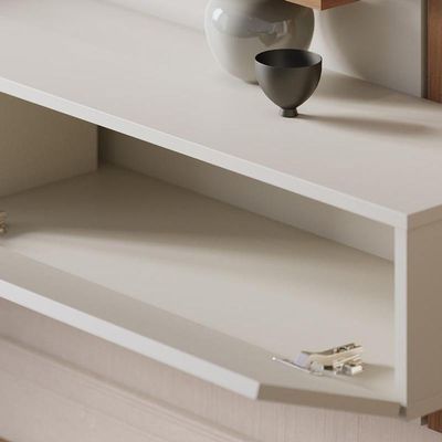 Home Suspenso Juriti Ripado Off White Matte/freijó Para Até 65” - Colibri Off White Matte/freijó