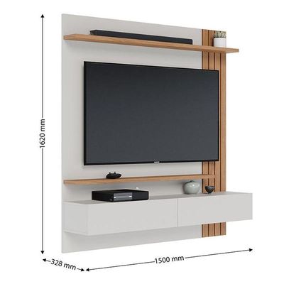 Home Suspenso Juriti Ripado Off White Matte/freijó Para Até 65” - Colibri Off White Matte/freijó