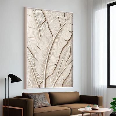 Quadro Decorativo Abstrato Folha Off-white