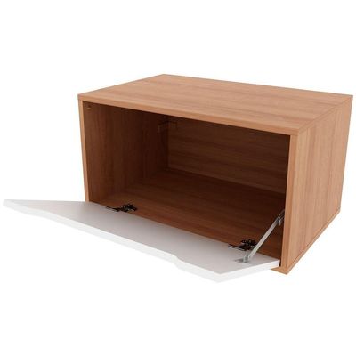 Gabinete De Banheiro 60 Cm Com 1 Porta Basculante Amendôa/branco