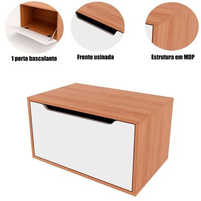 Gabinete De Banheiro 60 Cm Com 1 Porta Basculante Amendôa/branco