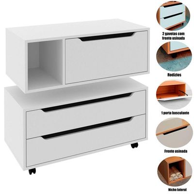 Kit Balcão E Gabinete De Banheiro Karina Branco