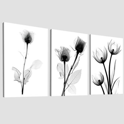 Quadro Decorativo Trio Flor Estilo Desenho