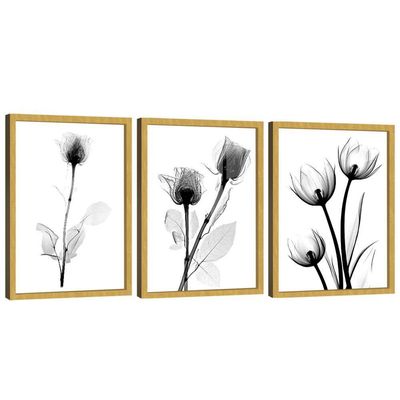 Quadro Decorativo Trio Flor Estilo Desenho