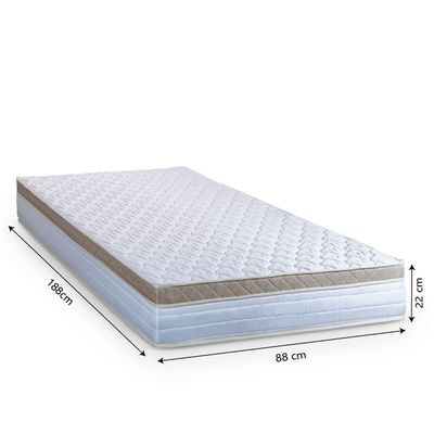 Cama Box Baú Solteiro Colchão Com Molas Ensacadas 88x188x63cm Dunas Branco/bege Hellen Branco / Bege