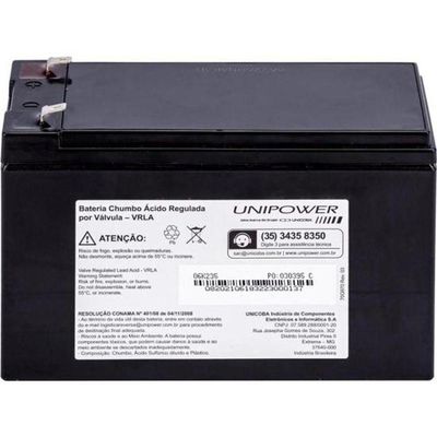 Bateria Estacionária Selada 12v 9ah Vrla Up1290 Unipower
