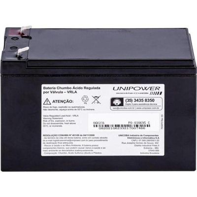 Bateria Estacionária Selada 12v 7ah Vrla Up1270e Unipower
