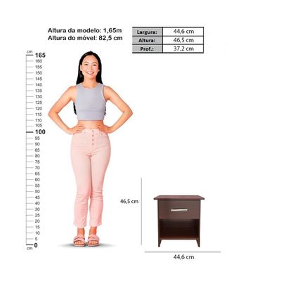 Mesa De Cabeceira Ditália 1 Gaveta DM-127 Tabaco
