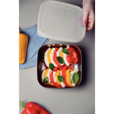 Pote Tramontina Freezinox em Aço Inox Quadrado com Tampa Plástica 19 cm 2,1 L