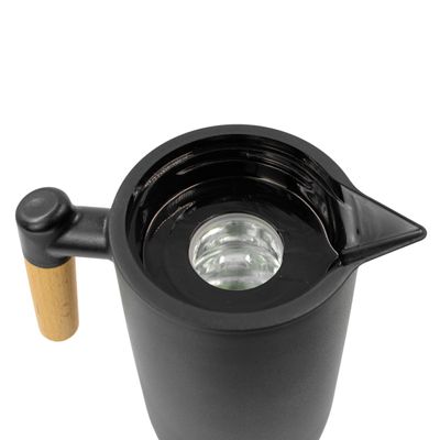 Garrafa Termica Jarra Inox Cafe Cha 1 Litro Cabo Madeira - Preto