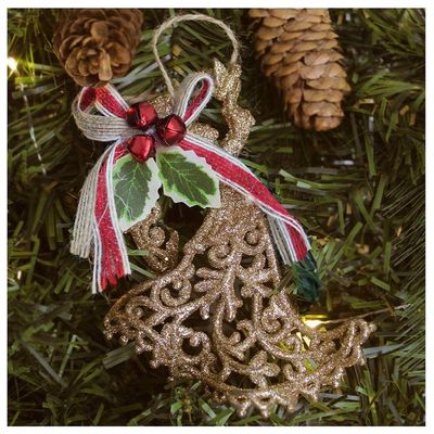 Kit 10 Enfeite Pendente árvore Natal Anjo Dourado 12,5cm