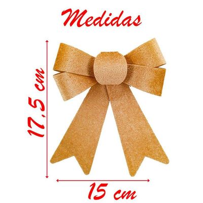 Enfeite árvore Natal Laço Dourado 2 Peças 17,5cm