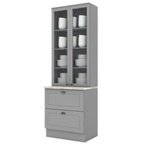 Cristaleira 2 Portas 2 Gav 72 Cm C357 Americana Cinza Calcare Henn