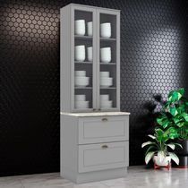Cristaleira 2 Portas 2 Gav 72 Cm C357 Americana Cinza Calcare Henn