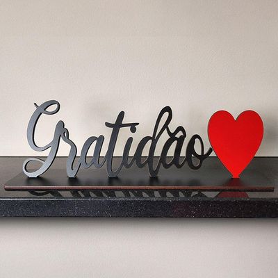 Palavra De Mesa Em Mdf Adesivada Com Base Mdf Gratidão