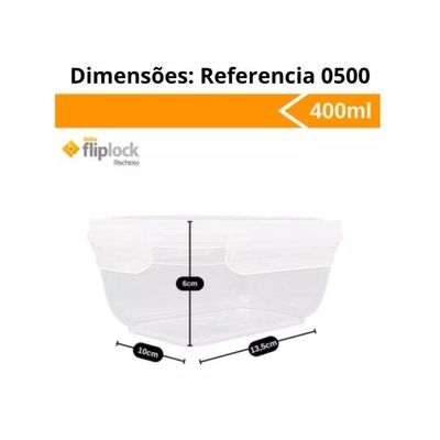 Kit 4 Potes Retagulares Fliplock Em Plástico 400ml-rischioto