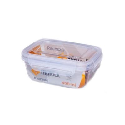 Kit 4 Potes Retagulares Fliplock Em Plástico 400ml-rischioto