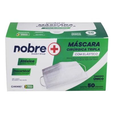 Kit 5 Máscara Descartável Tripla Elástico Clipe Nasal 50 Un.
