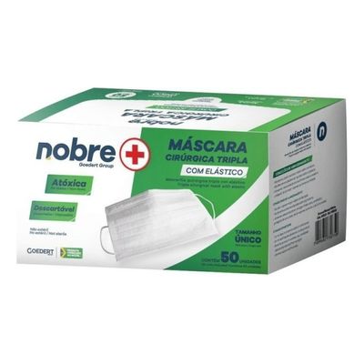 Kit 5 Máscara Descartável Tripla Elástico Clipe Nasal 50 Un.