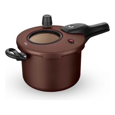 Panela De Pressão Fec Externo 4,5 Lt Visor Grande Chocol Mta