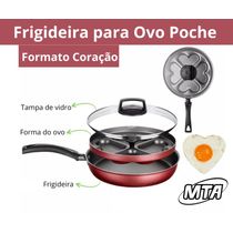 Frigideira Panela Para Ovos Poche Formato Coração Mta Cereja
