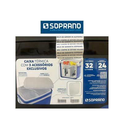 Caixa Termica Cooler Tropical Com Acessorios 32 Lts Soprano Preta