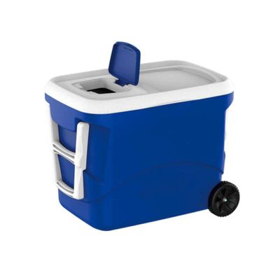 Caixa Térmica Cooler Tropical 50l Com Rodas Azul Soprano