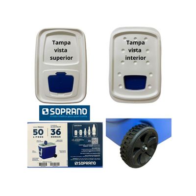 Caixa Térmica Cooler Tropical 50l Com Rodas Azul Soprano