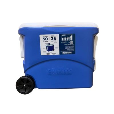 Caixa Térmica Cooler Tropical 50l Com Rodas Azul Soprano