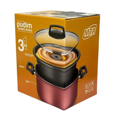 Conjunto Pudim Banho Maria Antiaderente 3,2l Cereja Mta
