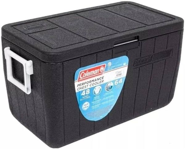 Caixa Térmica Coleman 48qt 45,4 Litros Cor Preto 64 Latas