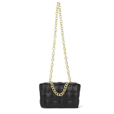 Bolsa Transversal Feminina Gash BG72554 Trançada Corrente Preto