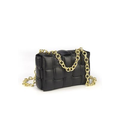 Bolsa Transversal Feminina Gash BG72554 Trançada Corrente Preto