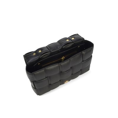 Bolsa Transversal Feminina Gash BG72554 Trançada Corrente Preto
