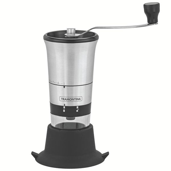Moedor de Café Tramontina Realce em Acrílico, Aço Inox e Silicone Preto/Inox