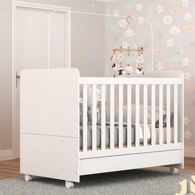 Berço Americano 3 Em 1 Com Rodízios Para Colchão 70 X 130 Cm Multimóveis Pimpolho Branco