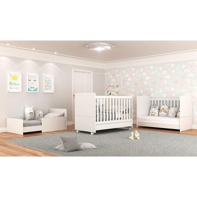 Berço Americano 3 Em 1 Com Rodízios Para Colchão 70 X 130 Cm Multimóveis Pimpolho Branco