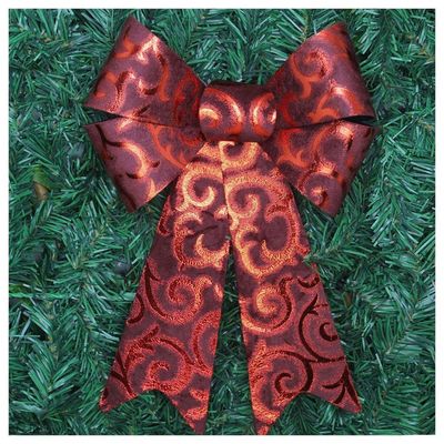 Enfeite árvore Natal Laço Vermelho Camurça 31 Cm