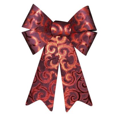 Enfeite árvore Natal Laço Vermelho Camurça 31 Cm