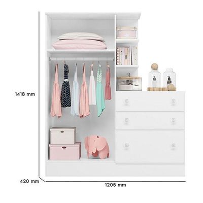 Berço 3540 E Guarda Roupa Com Cômoda 4070 Doce Sonho Branco Brilho E Colchão Gazin – Qmovi