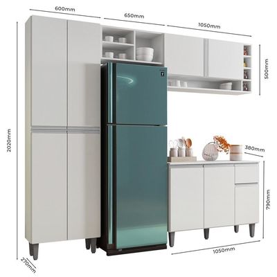 Cozinha Modulada Completa 230cm Com Balcão E Armário Aéreo Vanessa Branco - Ajl Móveis