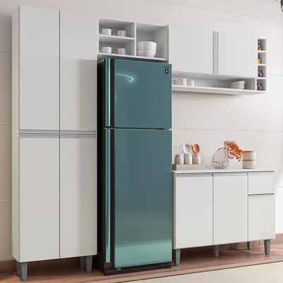 Cozinha Modulada Completa 230cm Com Balcão E Armário Aéreo Vanessa Branco - Ajl Móveis