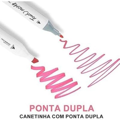 Conjunto De Canetinhas Marcador Permanente Ponta Dupla 48 Cores