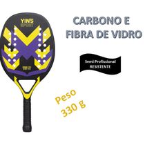RAQUETE SEMI PRO BEACH TENNIS ROXO CARBONO E FIBRA DE VIDRO