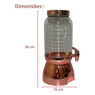 Suqueira Com Torneira E Suporte 3,6lt Wave Luxo Rose Bandeir